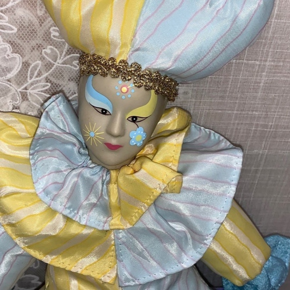 17" Vtg Sugar Loaf Harlequinn jester clown classiques